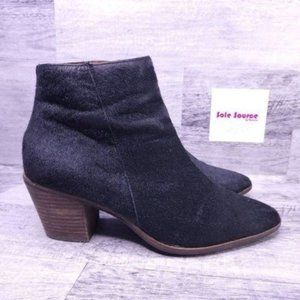 Lucky Brand Linea Leather Calf Hair Western Ankle Boot Black Women's sz 8.5